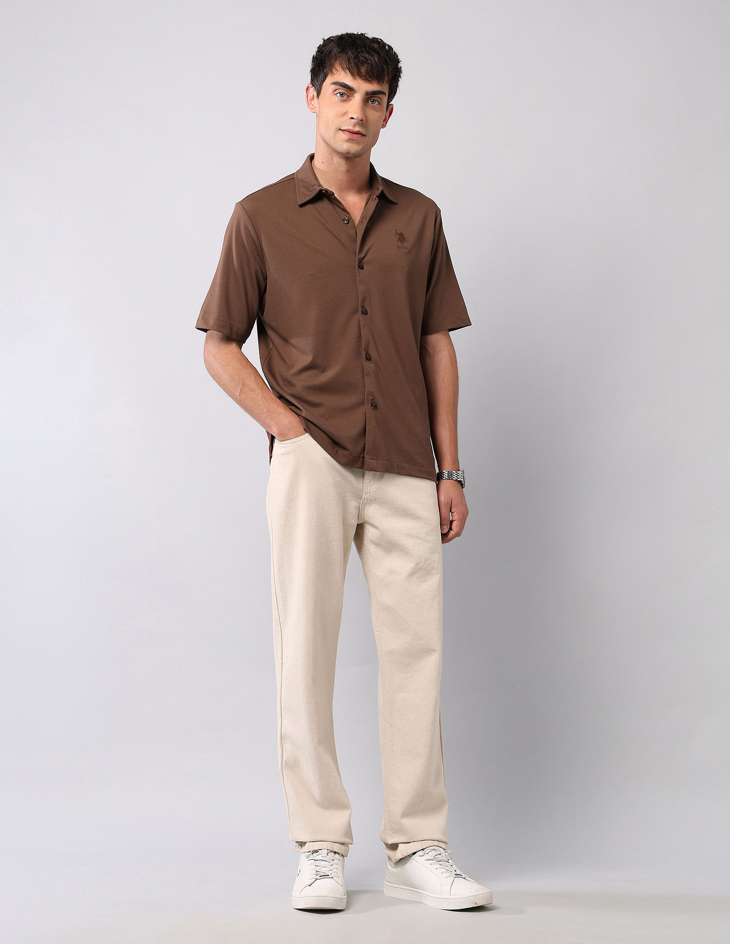 U.S. Polo Assn. Denim Co. Relaxed Fit Knitted Pure Cotton Shirt