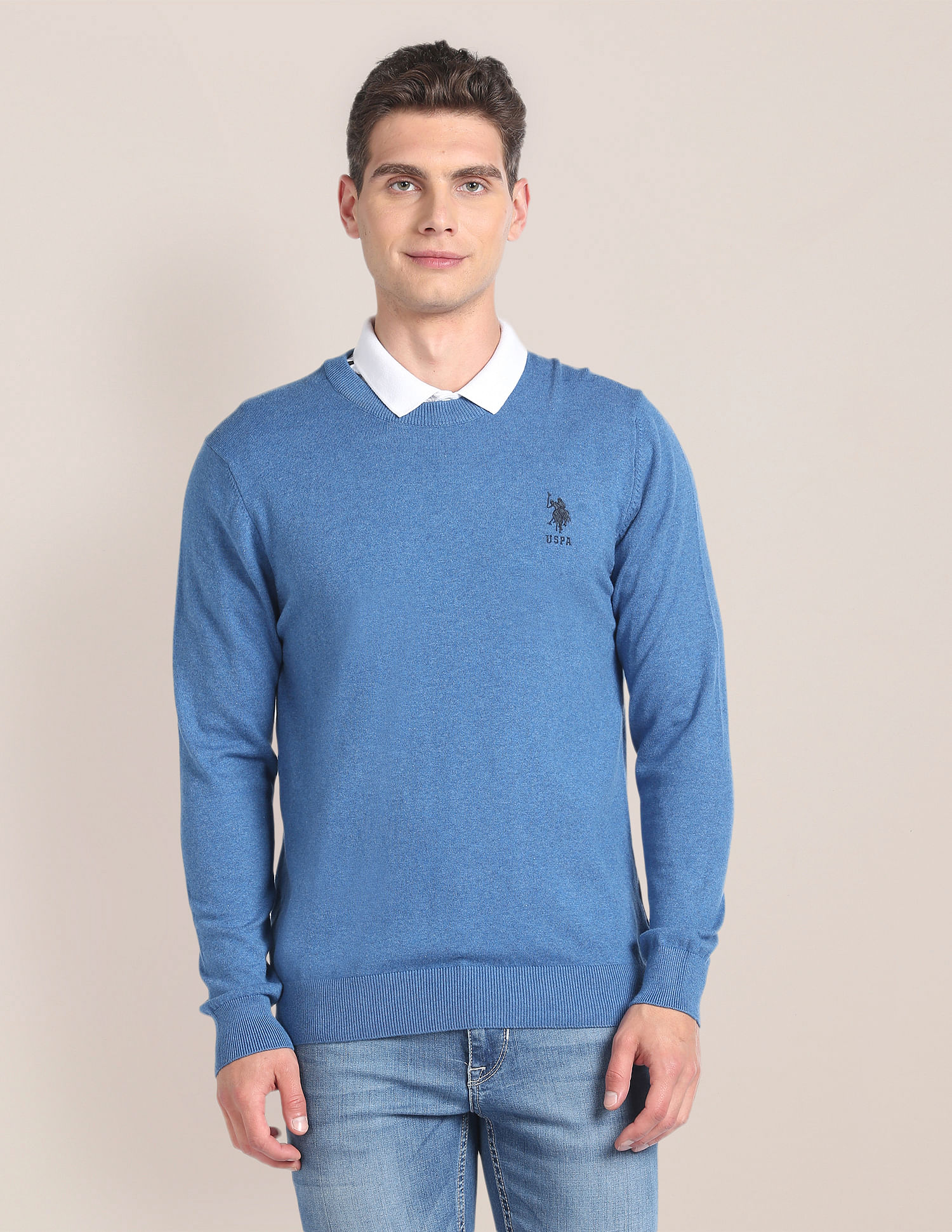 U.S. Polo Assn. Crew Neck Heathered Sweater