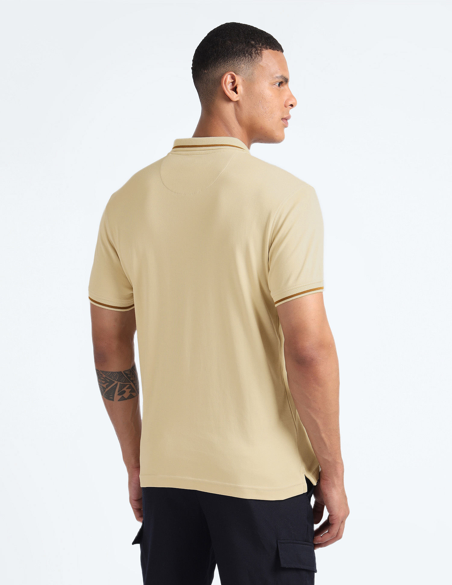 Flying Machine Solid Zipper Polo Shirt