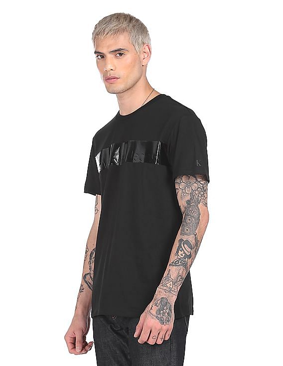 Buy Calvin Klein Men Black Crew Neck Brand Print T-Shirt - NNNOW.com