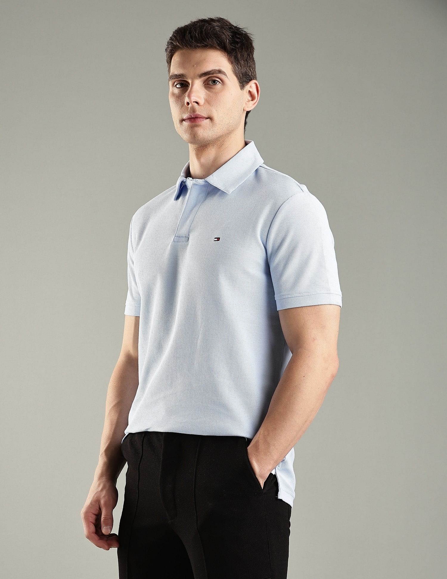 Tommy Hilfiger Solid Regular-Fit Cotton Polo T-Shirt