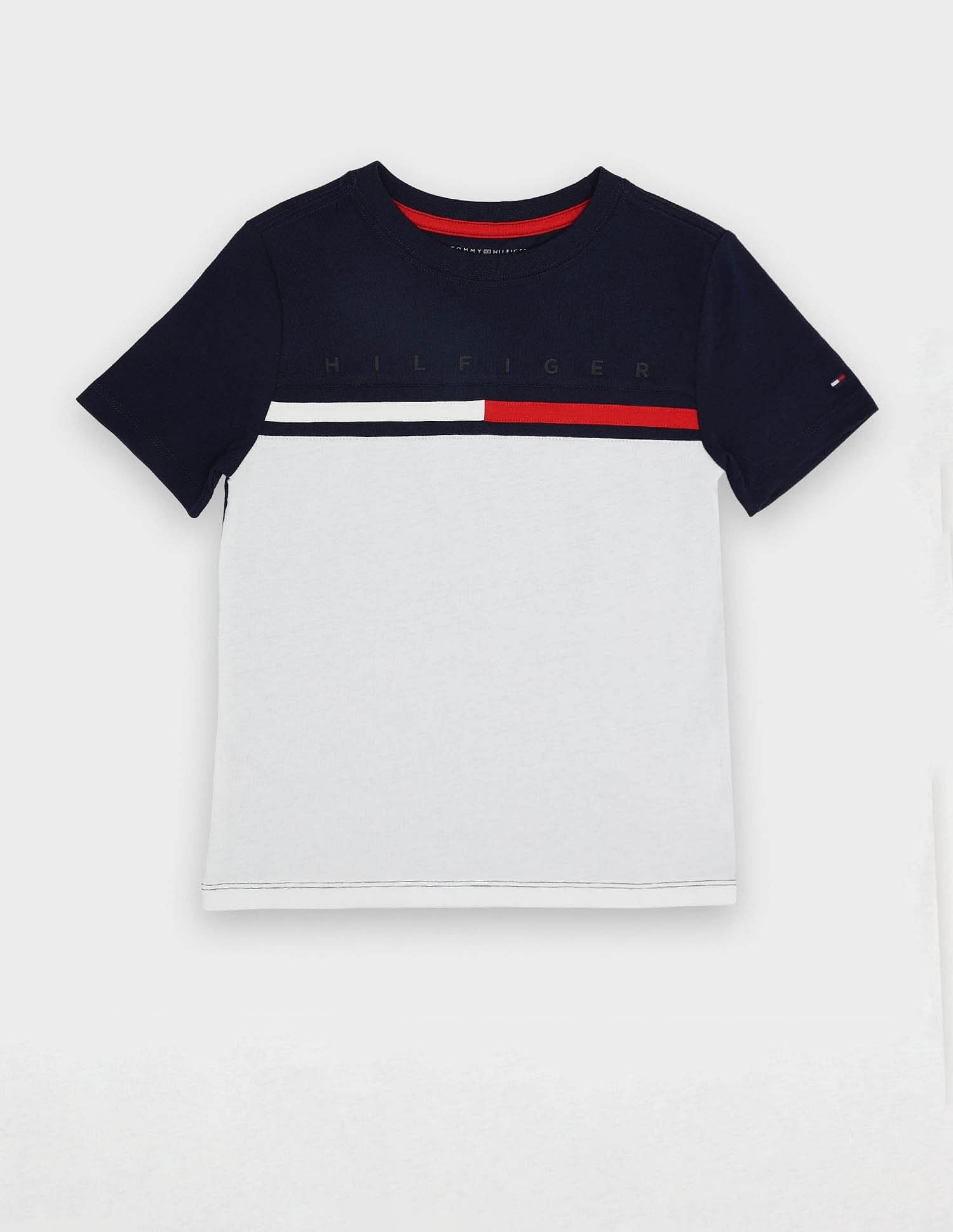 Tommy Hilfiger Kids Boys Colour Blocked Regular-Fit Cotton T-Shirt
