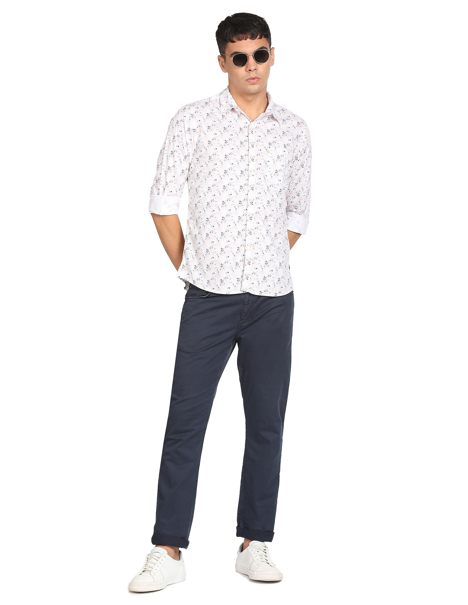 Flying Machine Abstract Print Pure Cotton Shirt