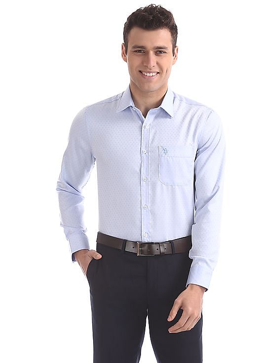 USPA Tailored Regular Fit Patterned Paisley Shirt