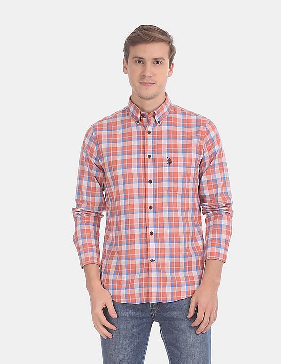 U.S. Polo Assn. Button Down Collar Long Sleeve Check Casual Shirt