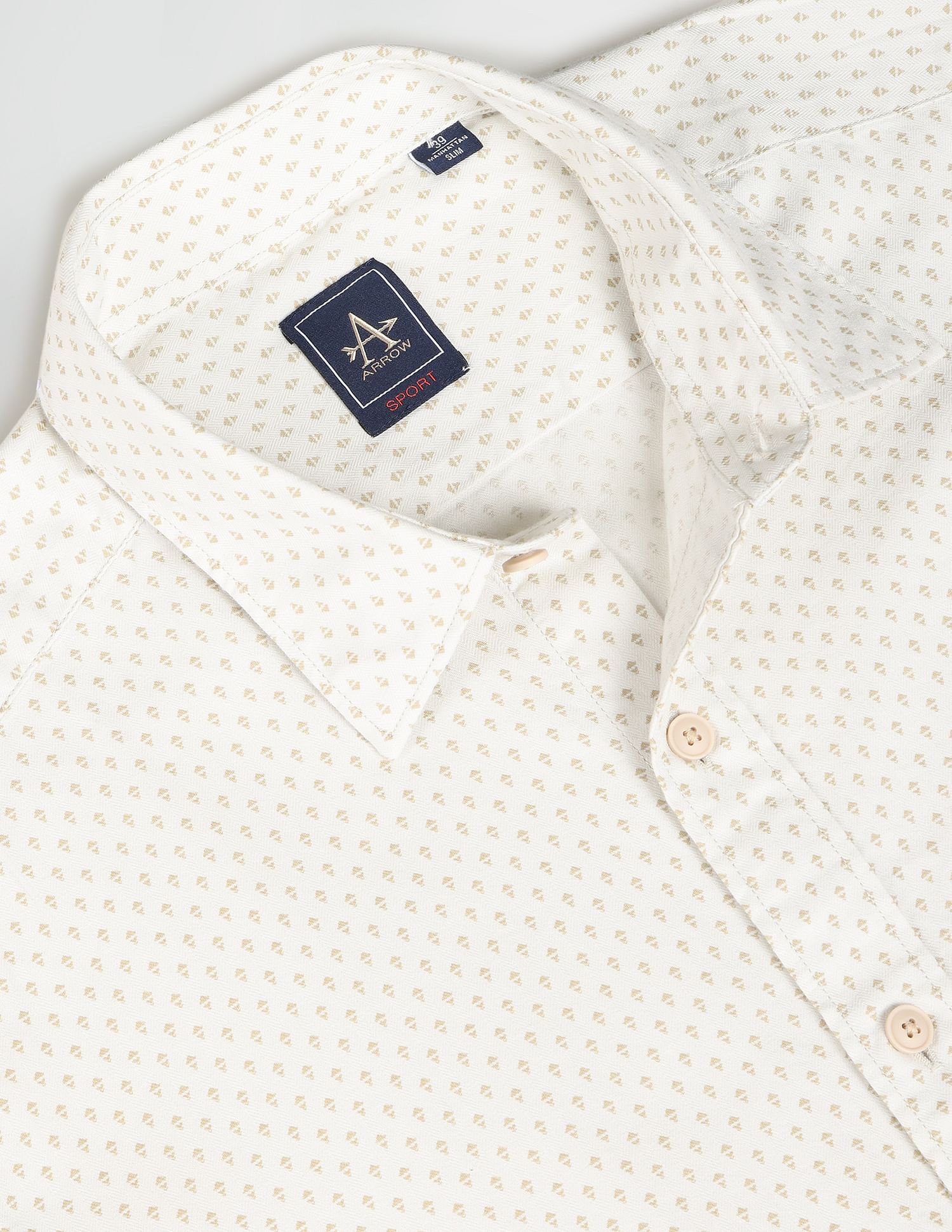 Arrow Sports Geometric Print Herringbone Shirt