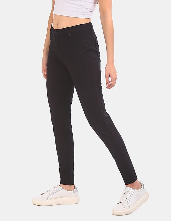 Ajio Navy High Waisted Shorts LEVIS Solid Dark Blue Loose Fit