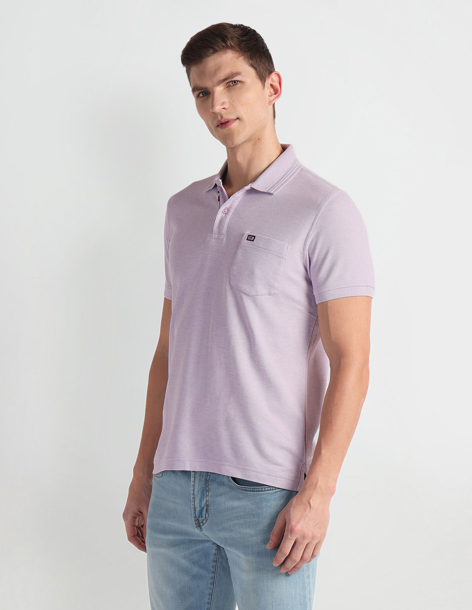 Arrow Sports Ribbed Collar Solid Polo Shirt