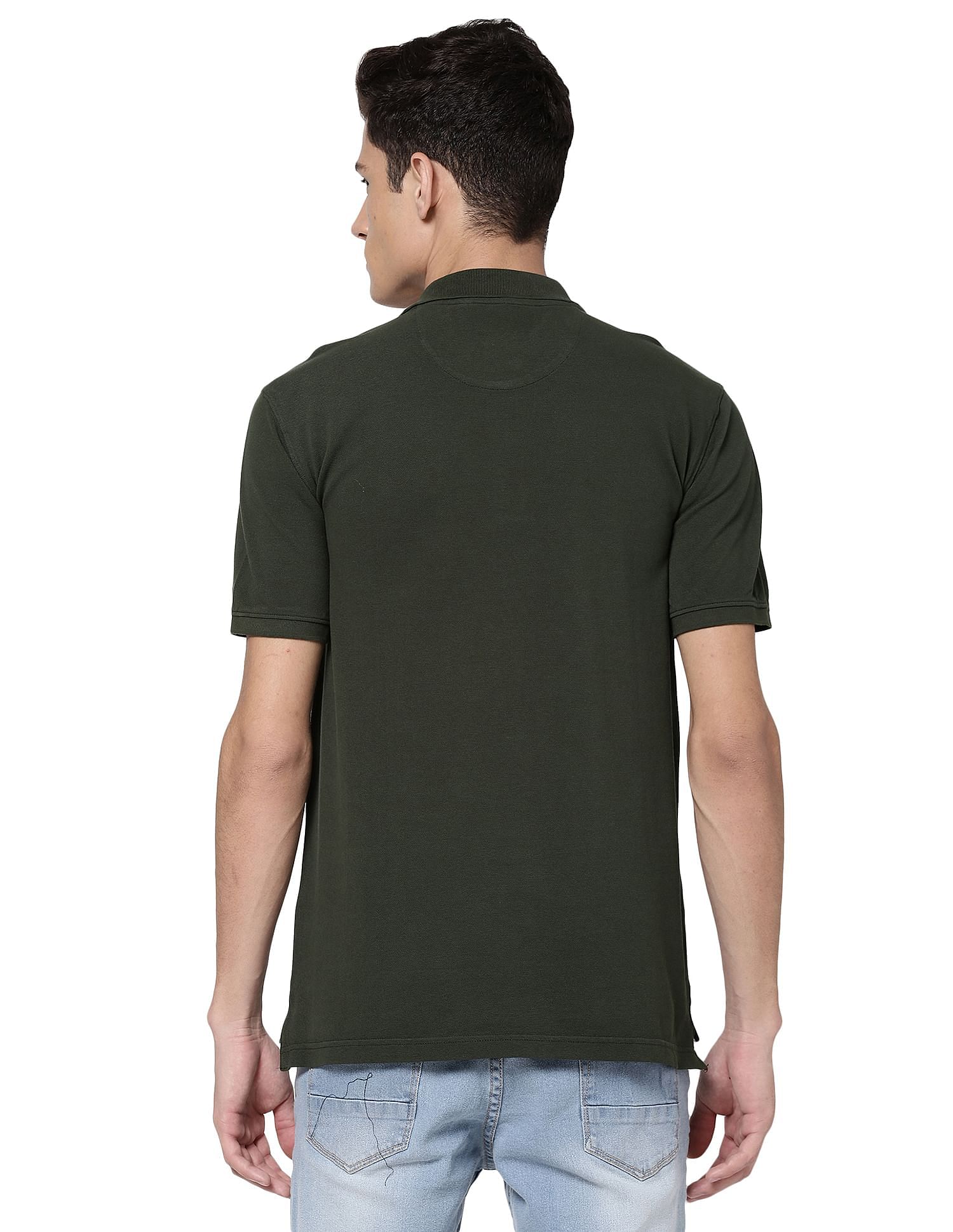 AD by Arvind Cotton Solid Polo Shirt