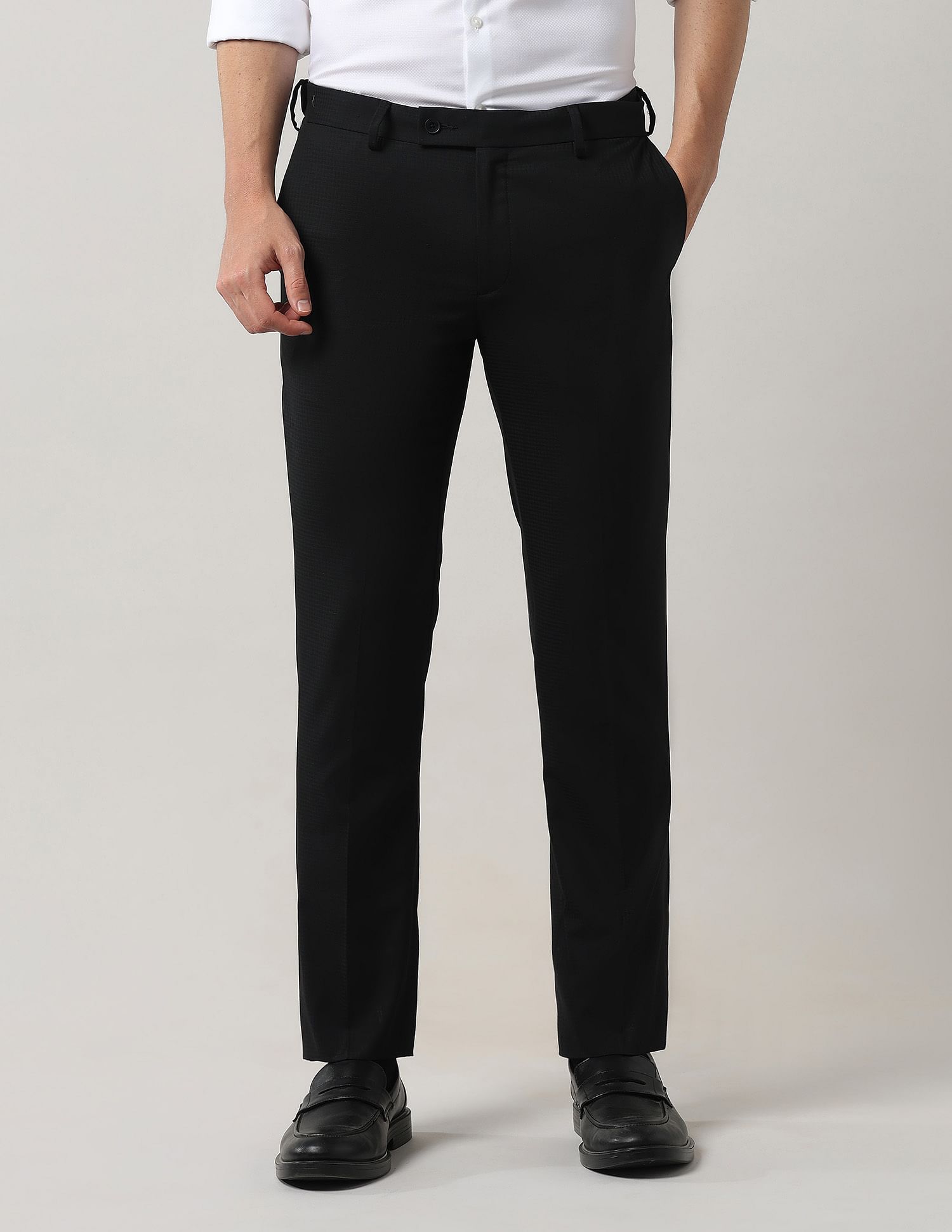 Arrow Autoflex Textured Regular Fit Trousers