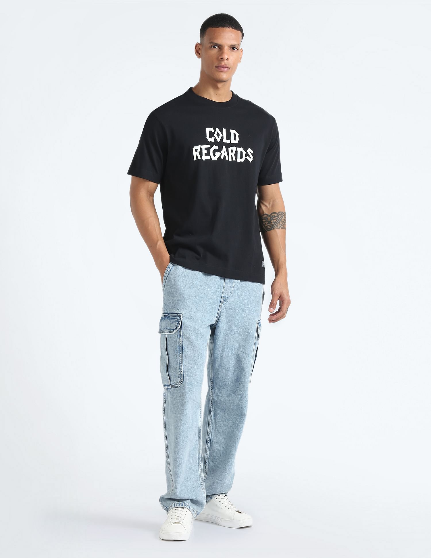 Flying Machine Oversized Typographic Print T-Shirt