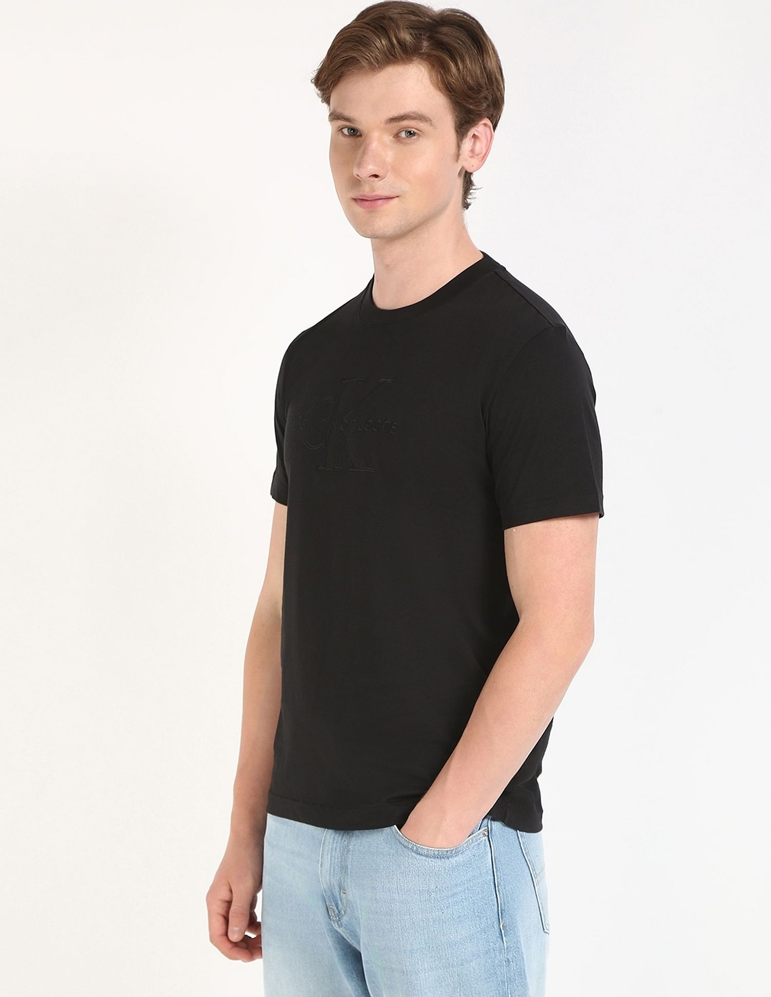 Calvin Klein Jeans Embroidered Logo Regular-Fit Cotton T Shirt