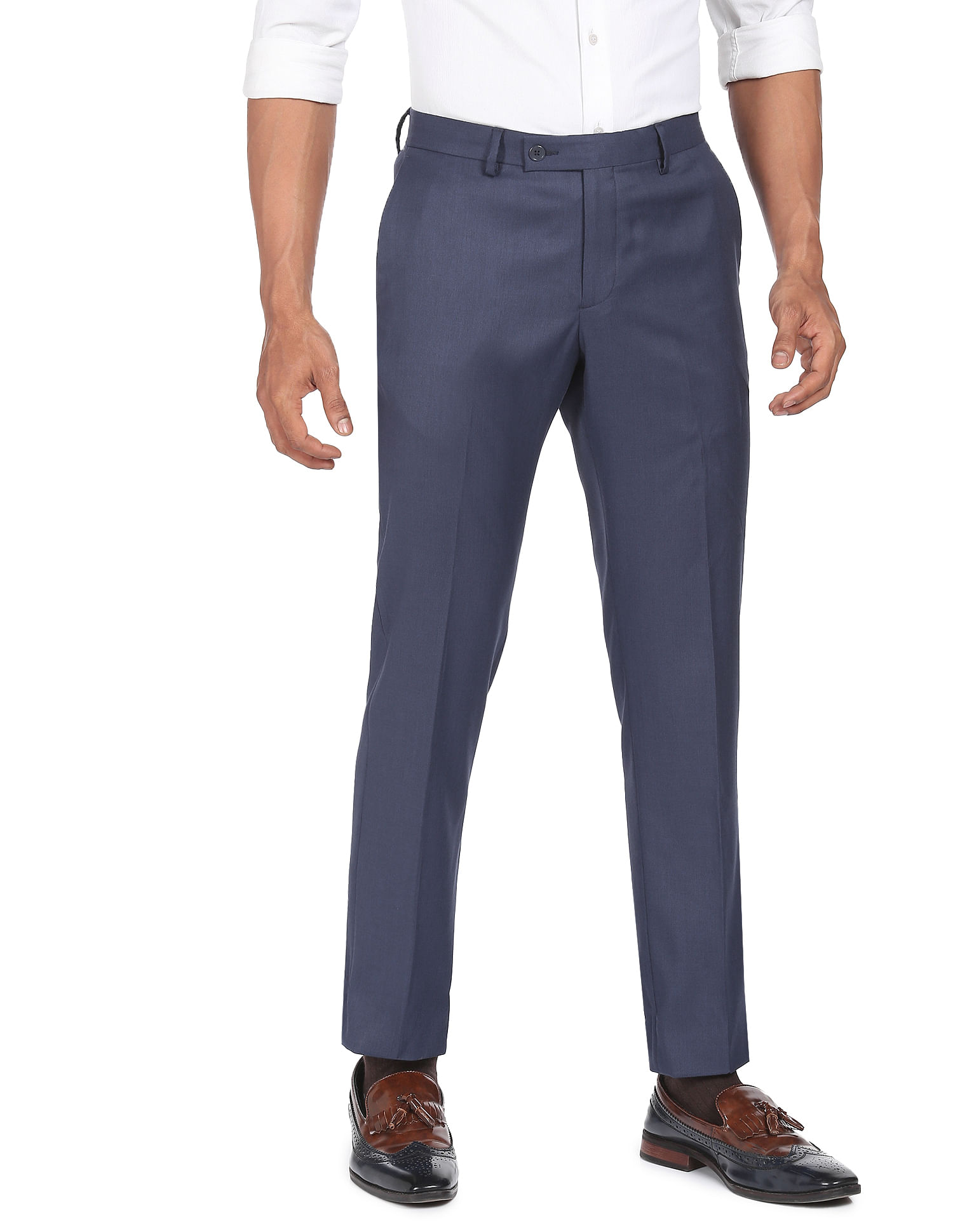 Buy ELANHOOD Men's Regular Fit Formal Trousers/Pant Black:Blue:Grey 28 at  Amazon.in
