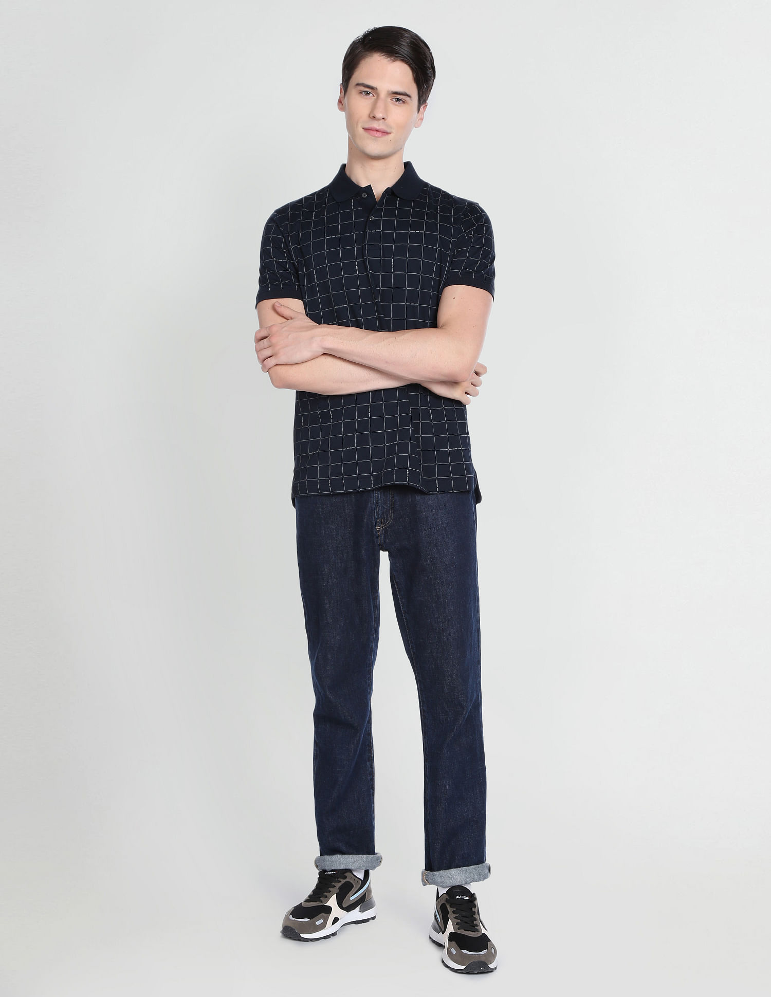 Arrow Newyork Windowpane Check Polo Shirt