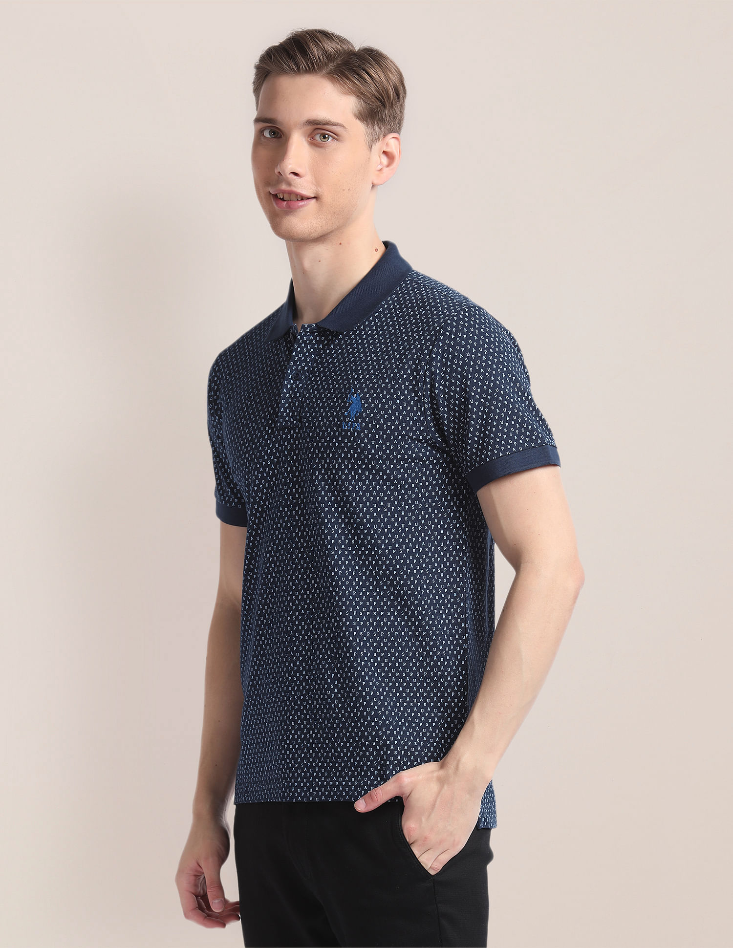 U.S. Polo Assn. Typography Print Slim Fit Polo Shirt