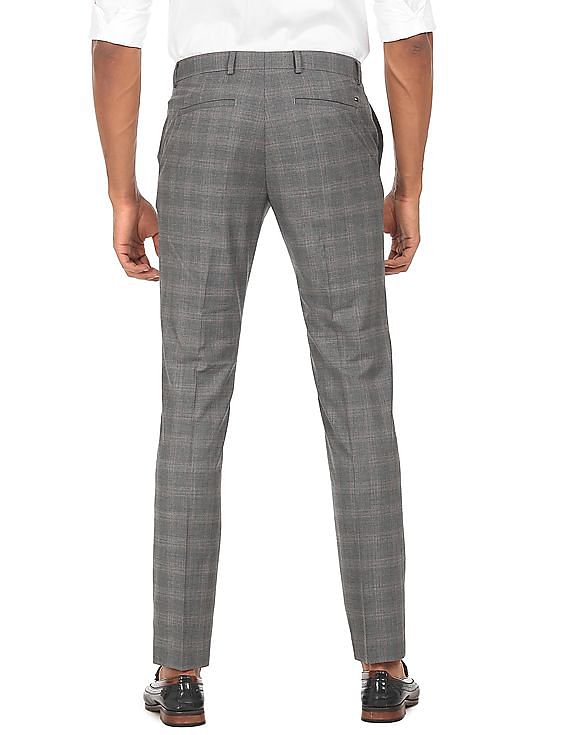Buy BLACKBERRYS Grey Checked Cotton Blend Slim Fit Mens Trousers  Shoppers  Stop