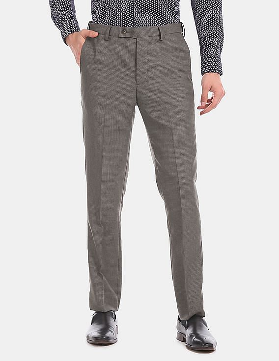 Arrow Tapered Fit Patterned Wool Formal Trousers