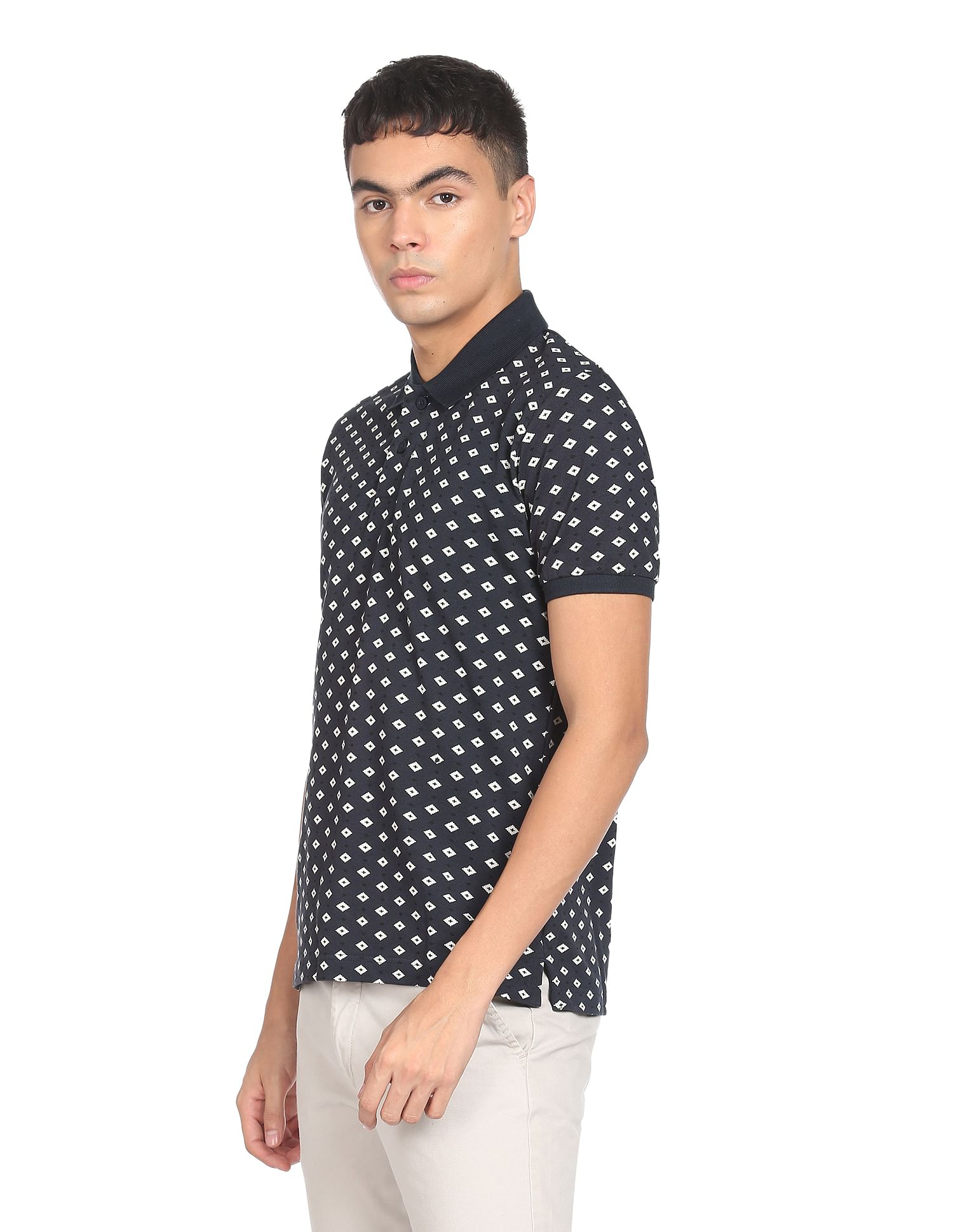 Flying Machine Geometric Print Polo Shirt