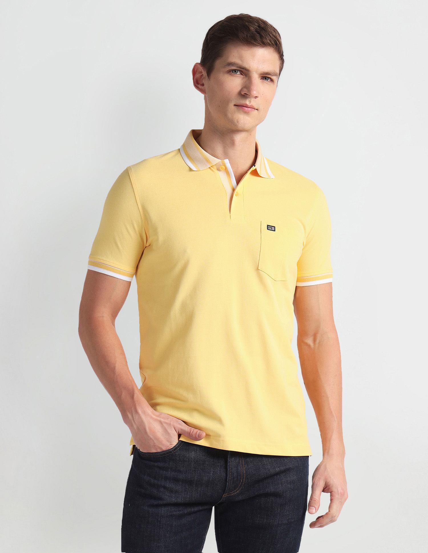 Arrow Sports Tipped Collar Solid Polo Shirt