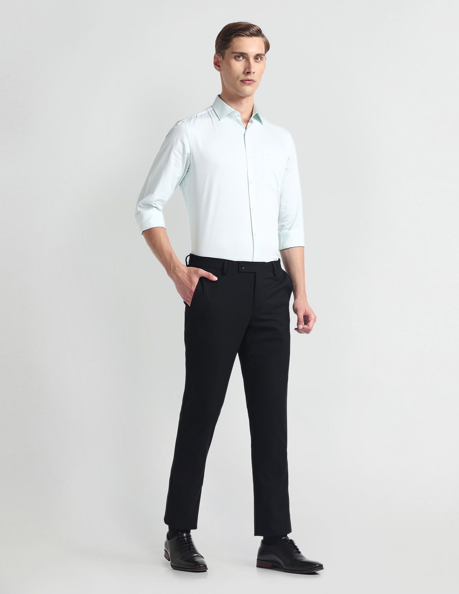 Arrow Slim Fit Mid Rise Trousers
