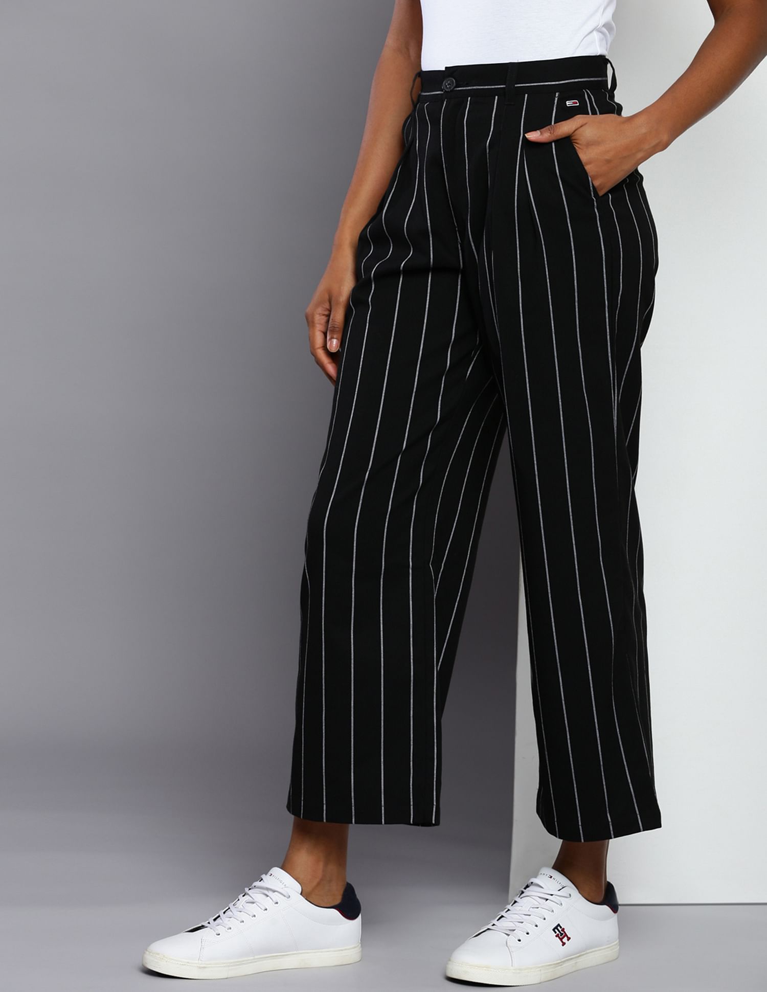 Buy Tommy Hilfiger Ecovero Viscose Vertical Stripe Trousers NNNOW