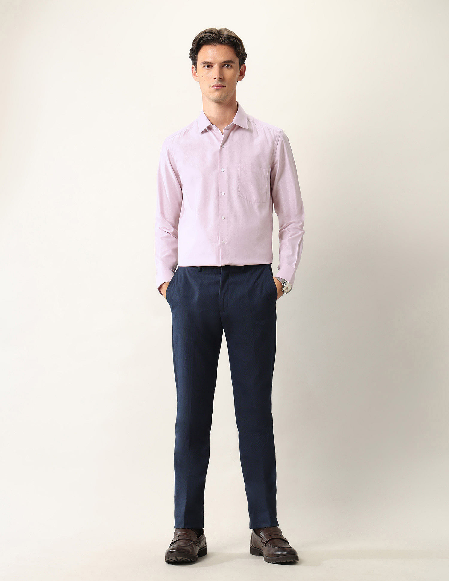 Arrow Textured Manhattan Slim Fit Ceremonial Shirt