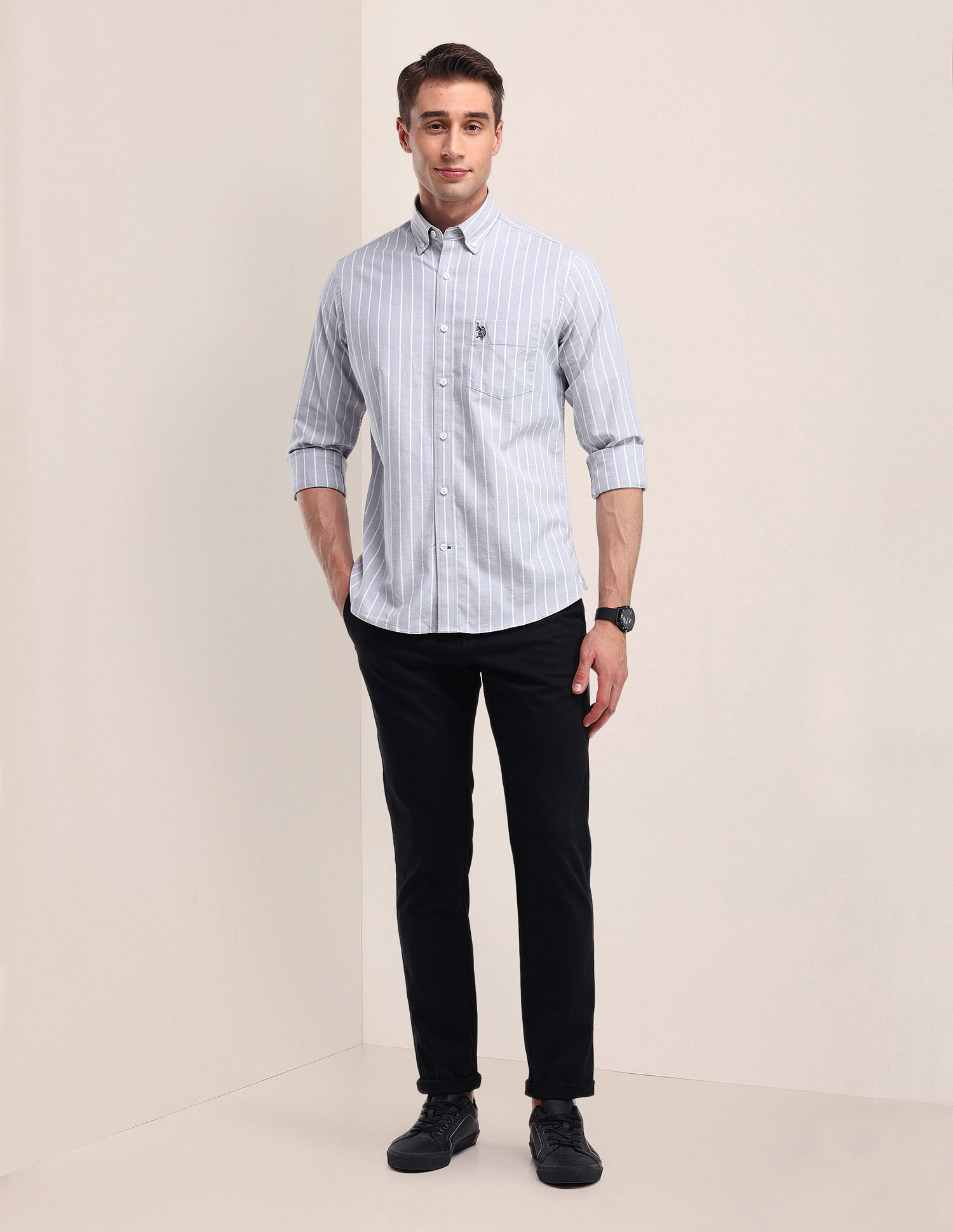 U.S. Polo Assn. Tailored Fit Vertical Striped Shirt