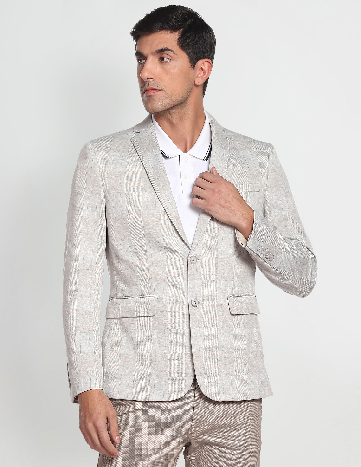 Arrow Glen Check Slim Fit Knit Blazer