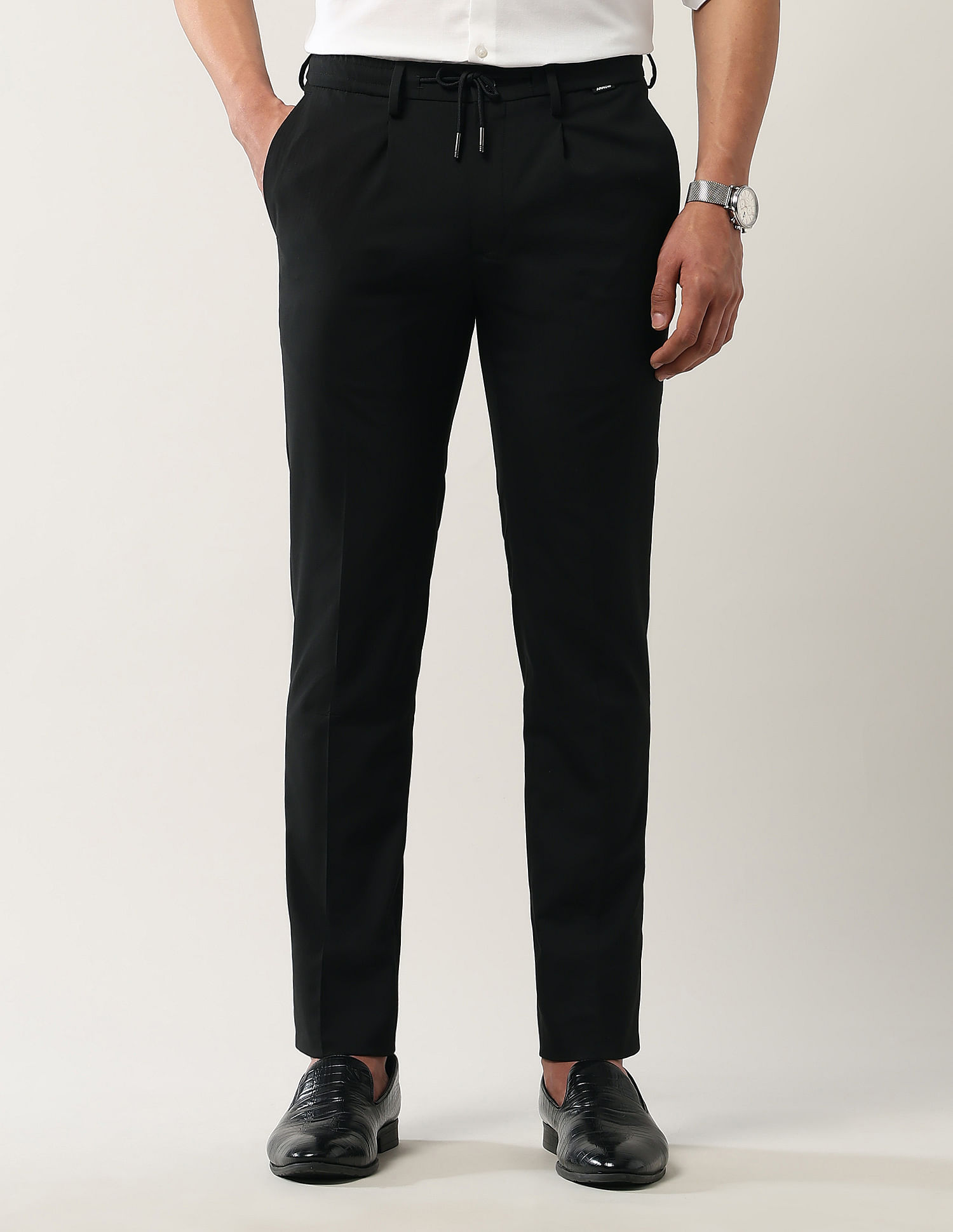 Arrow Newyork Mid Rise Textured Trousers