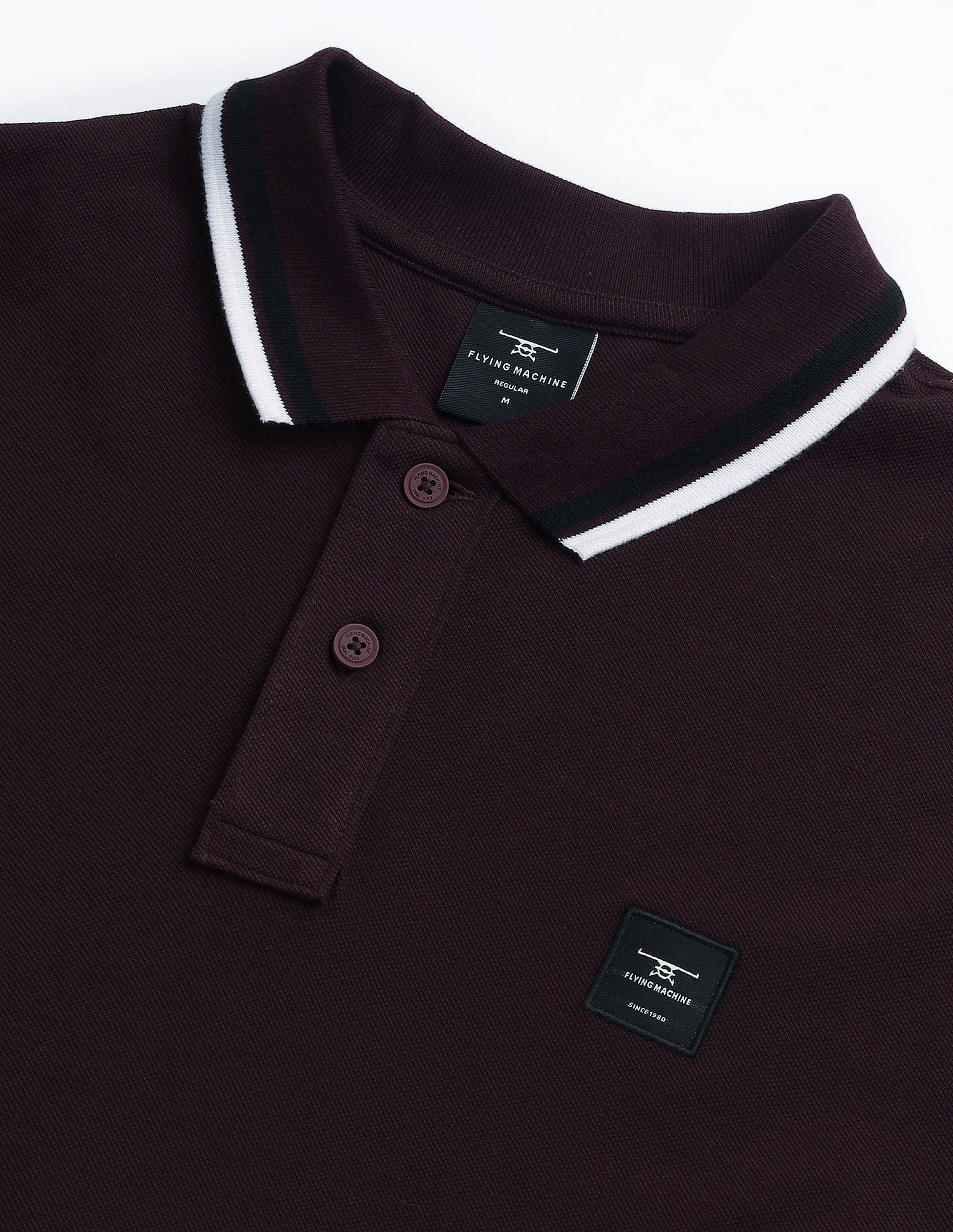 Flying Machine Contrast Panel Pique Polo Shirt