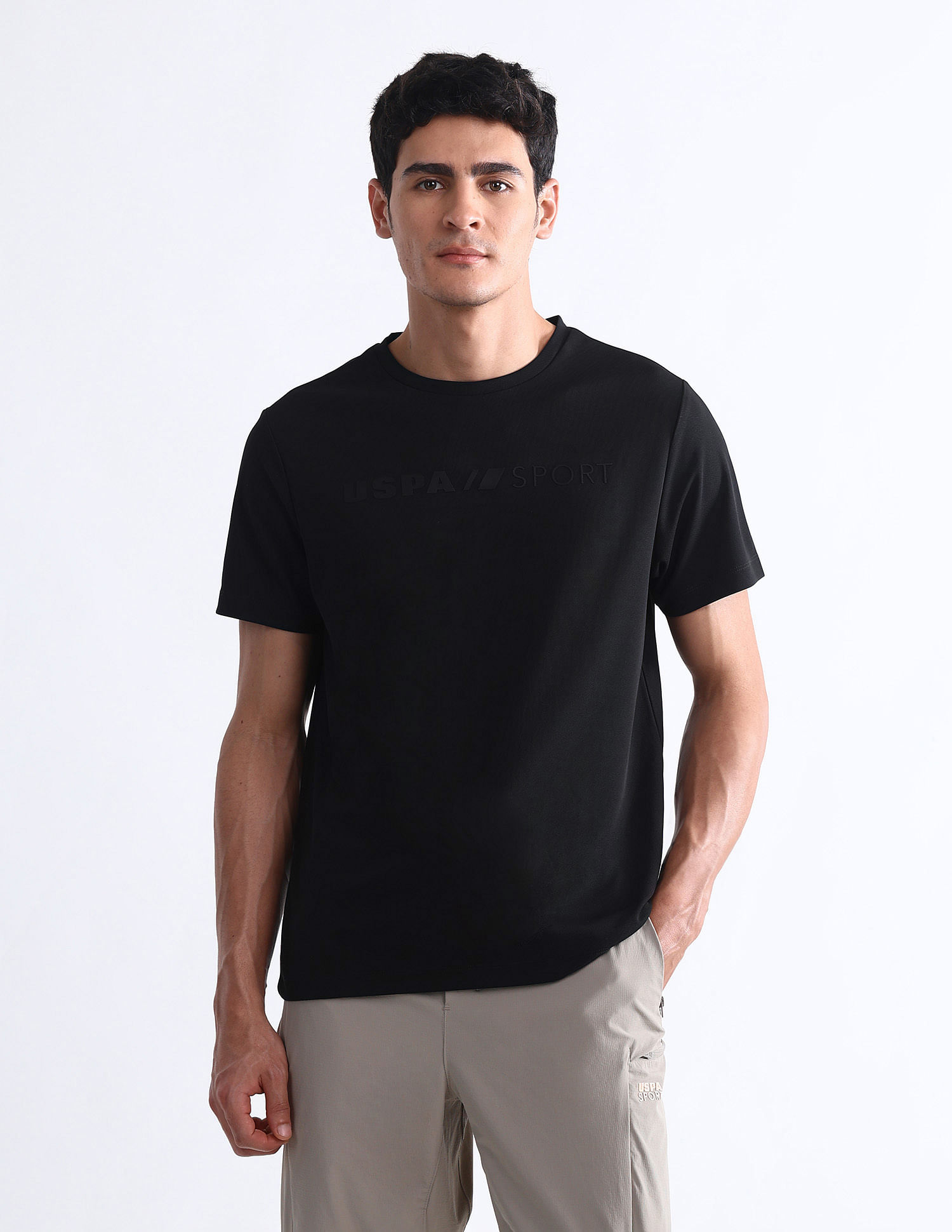 USPA Active Brand Embossed Slim Fit T-Shirt