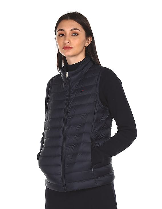 Funnel Neck Tommy Hilfiger Navy Coat Ladies Buy Tommy Hilfiger