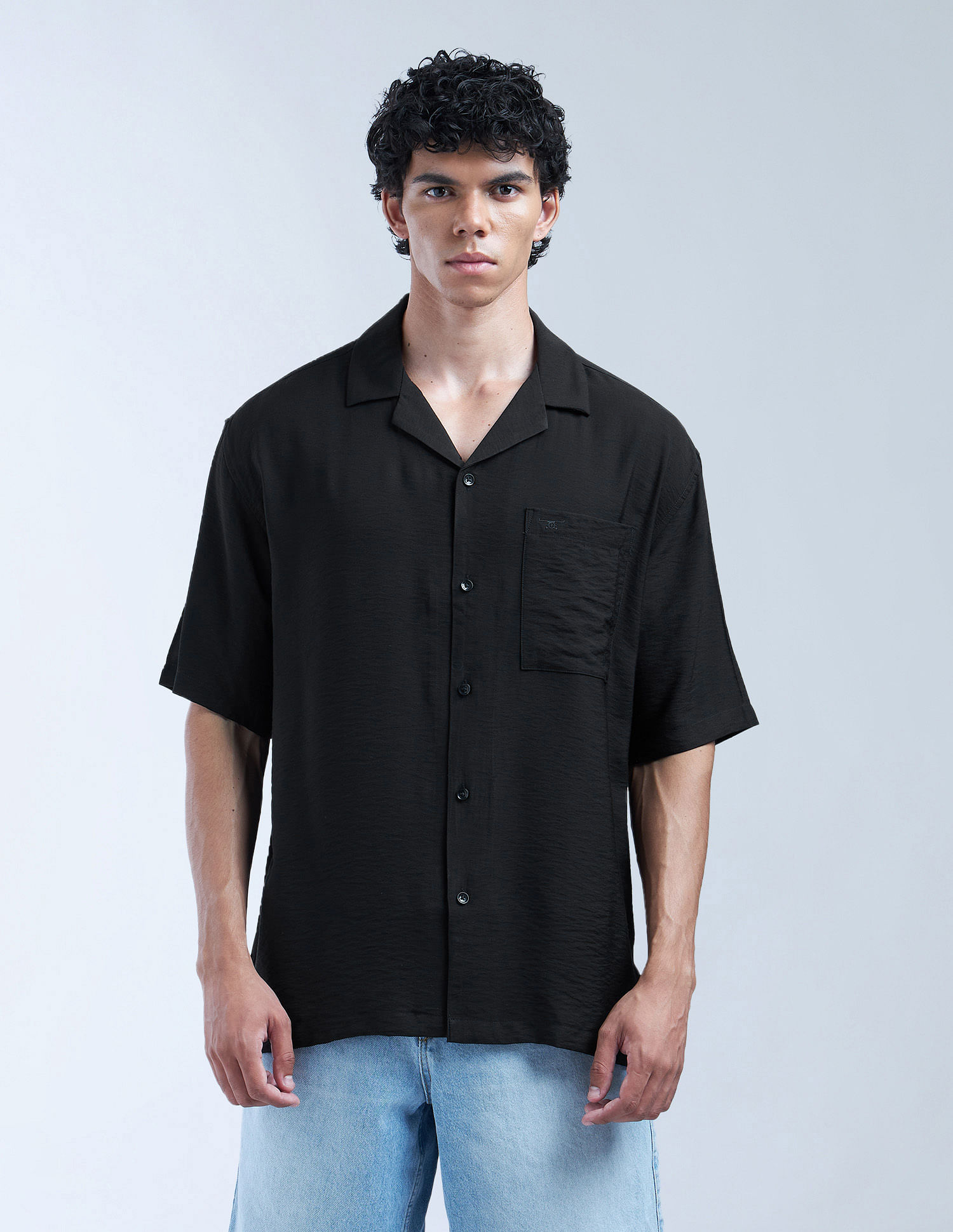 Flying Machine Solid Oversized Fit Digitopia Shirt