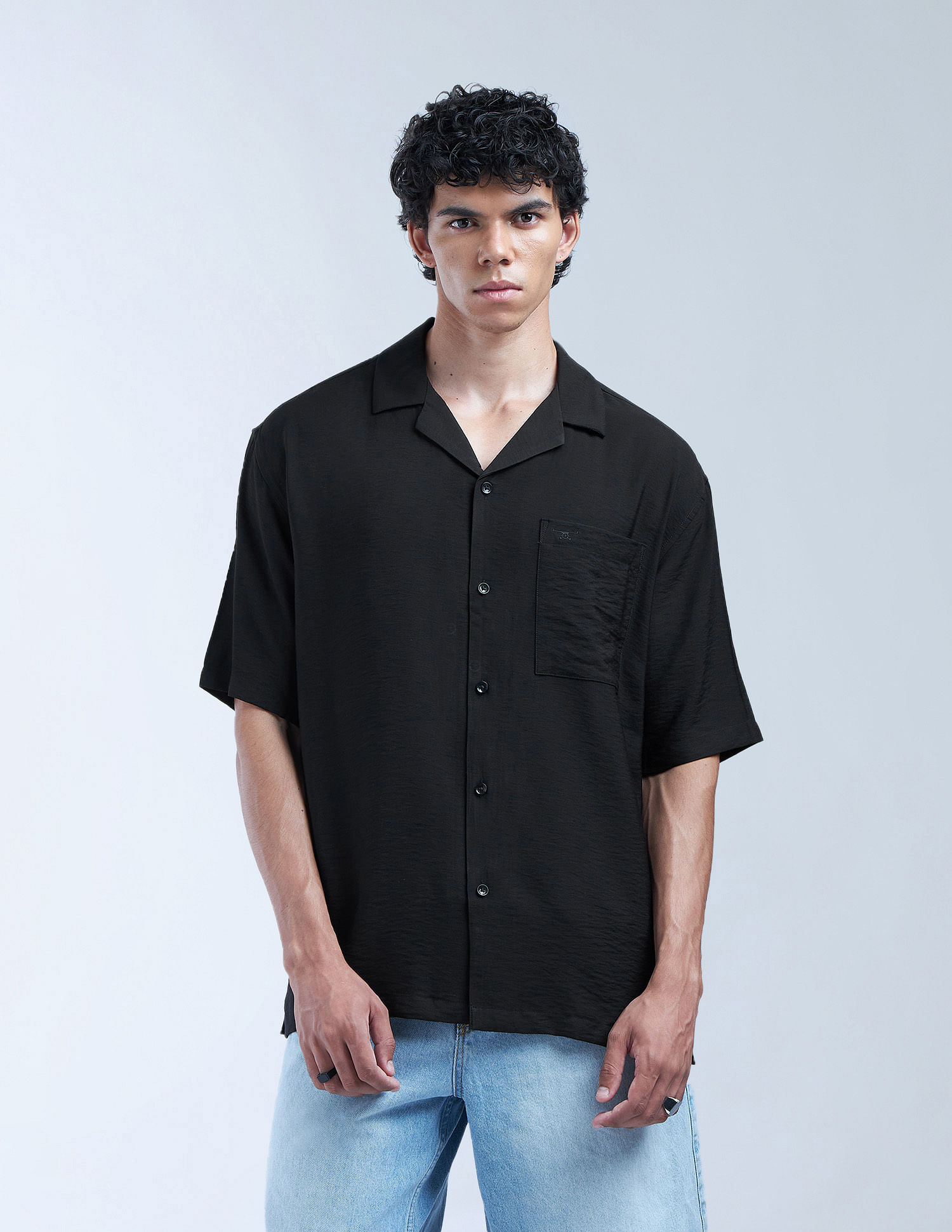 Flying Machine Solid Oversized Fit Digitopia Shirt