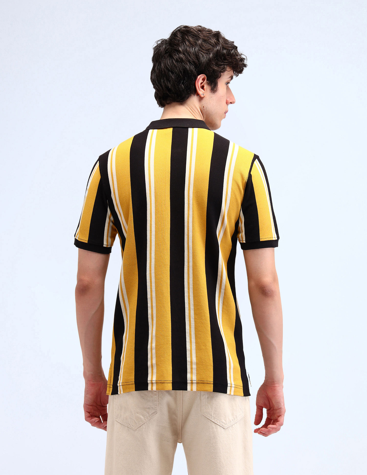 Flying Machine Vertical Stripe Cotton Polo Shirt