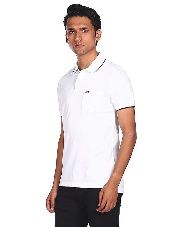 short sleeve polo white