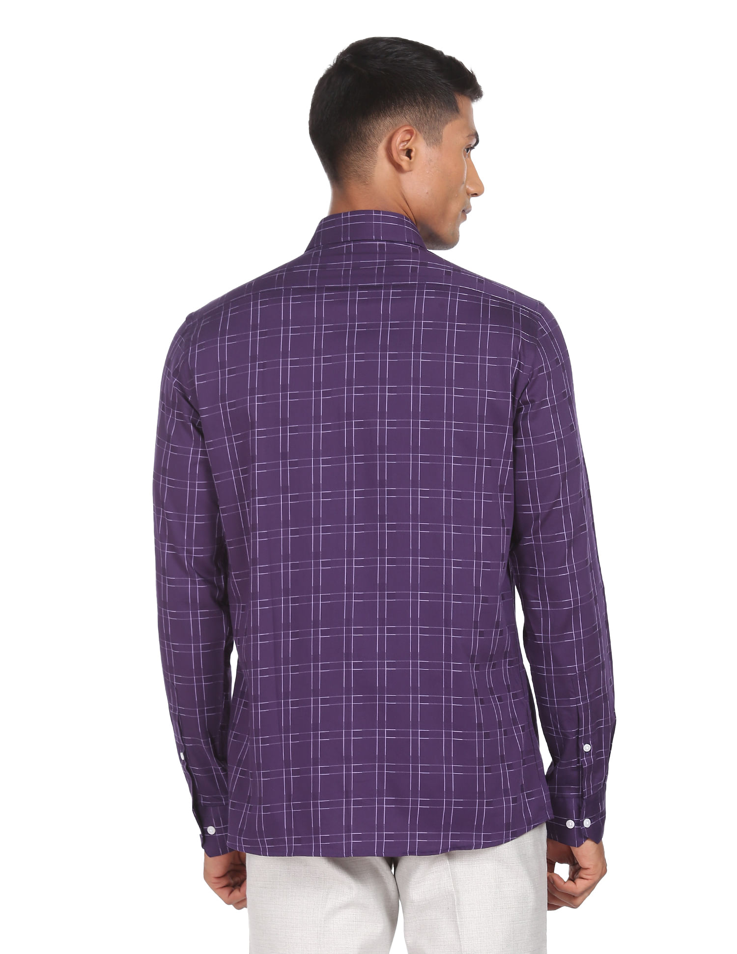 Slim Fit Men Suit Purple 2 Button Checkered Windowpane Plaid Vest Optional  Azar