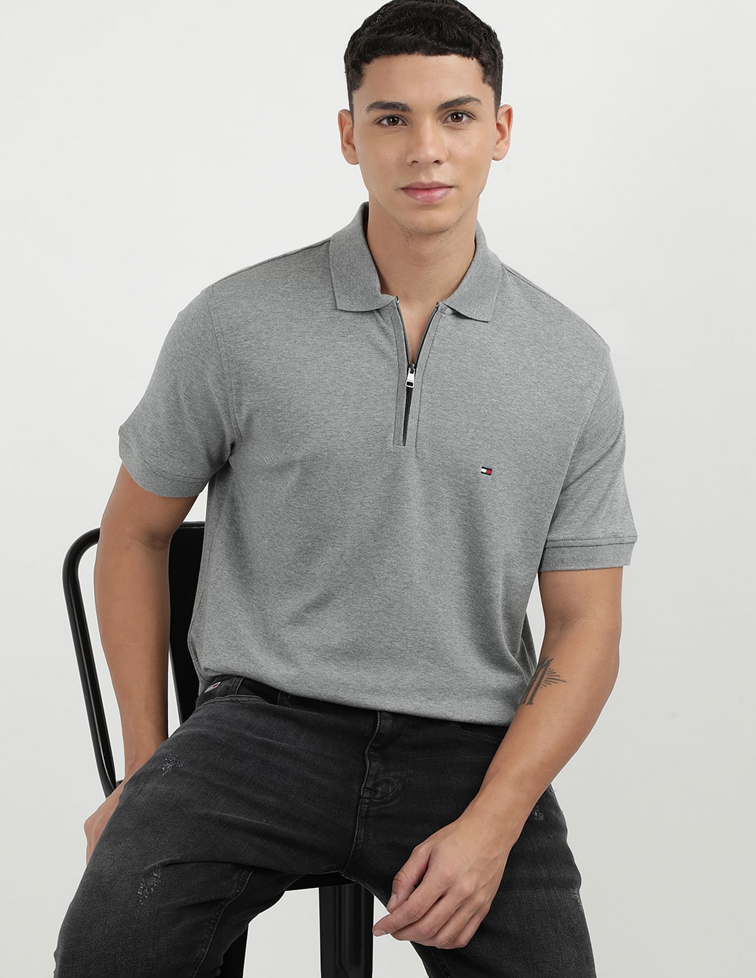 Tommy Hilfiger Cotton Zip Regular Polo Shirt