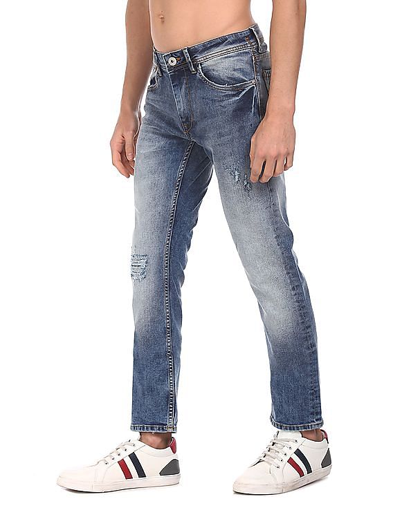 Flying Machine Distressed Michael Slim Tapered Fit Jeans