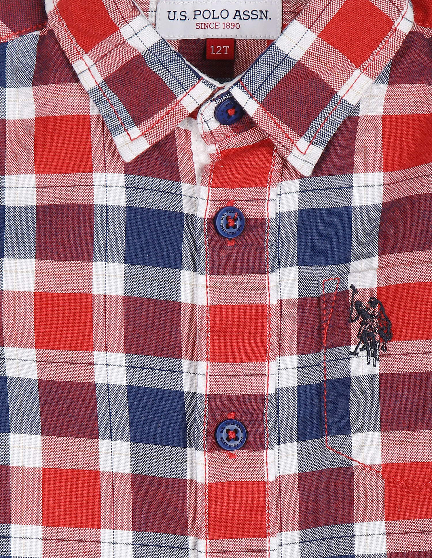 U.S. Polo Assn. Kids Boys Pure Cotton Buffalo Check Shirt