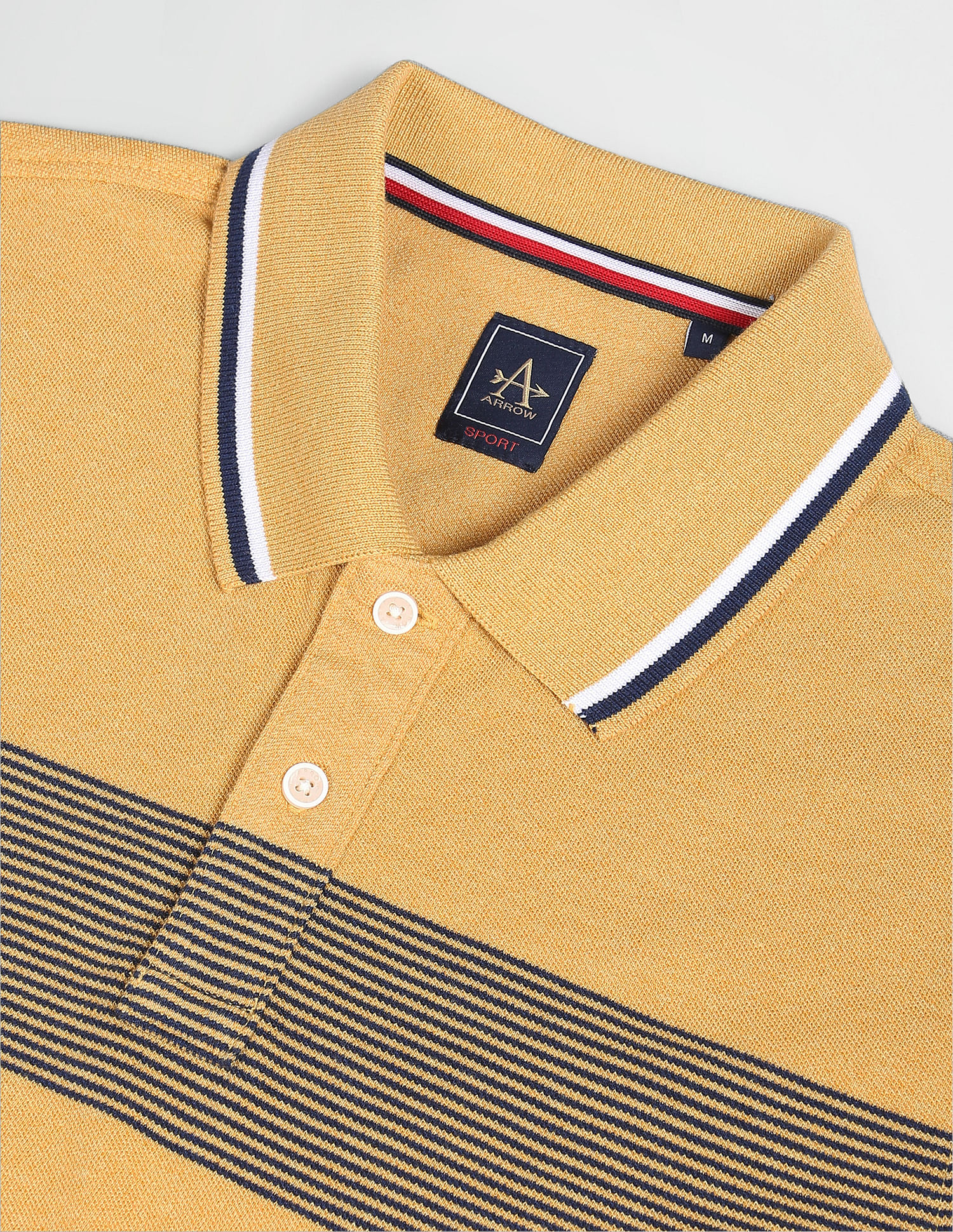 Arrow Sports Horizontal Striped Pique Polo Shirt