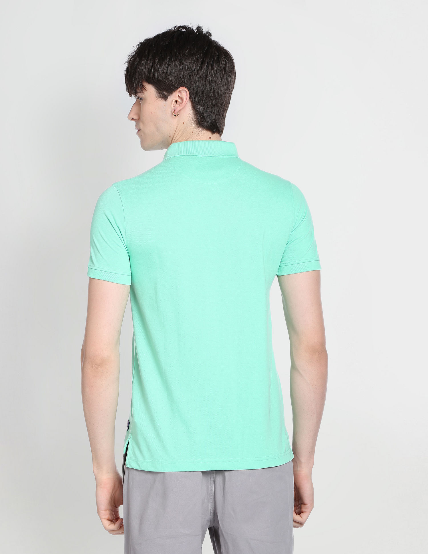 Flying Machine Solid Cotton Pique Polo Shirt