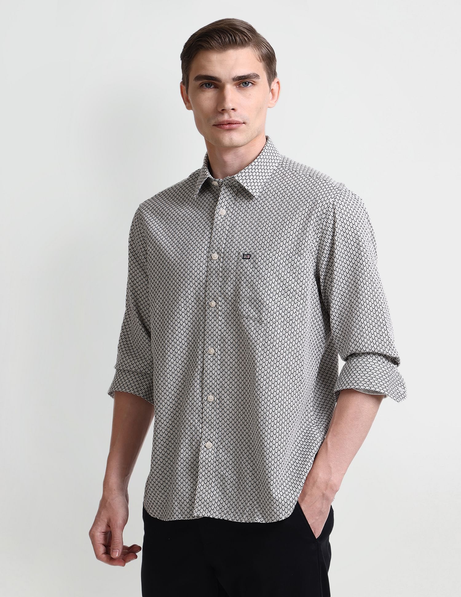 Arrow Sport Point Collar Floral Print Shirt