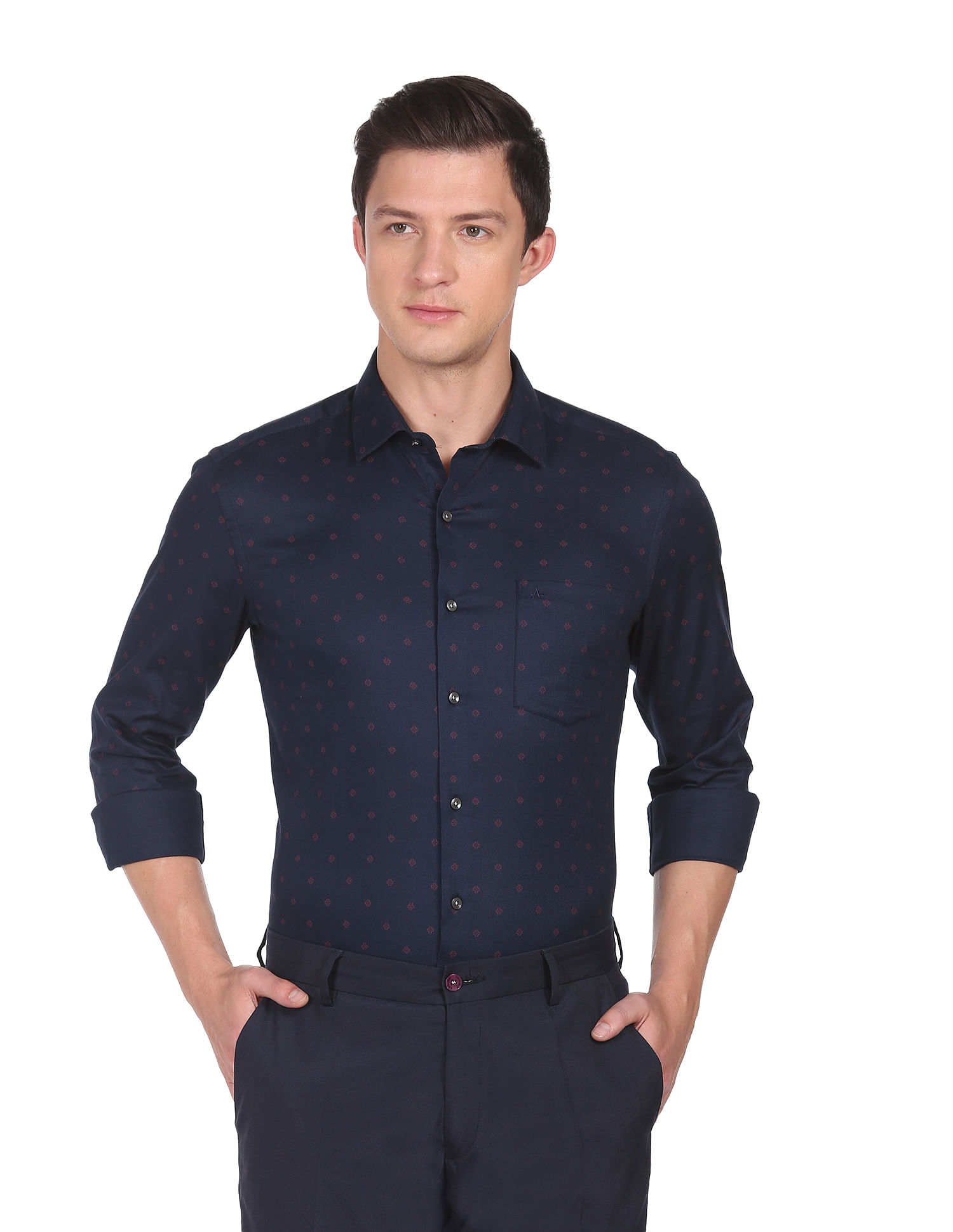 Arrow Dobby Weave Geometric Print Shirt
