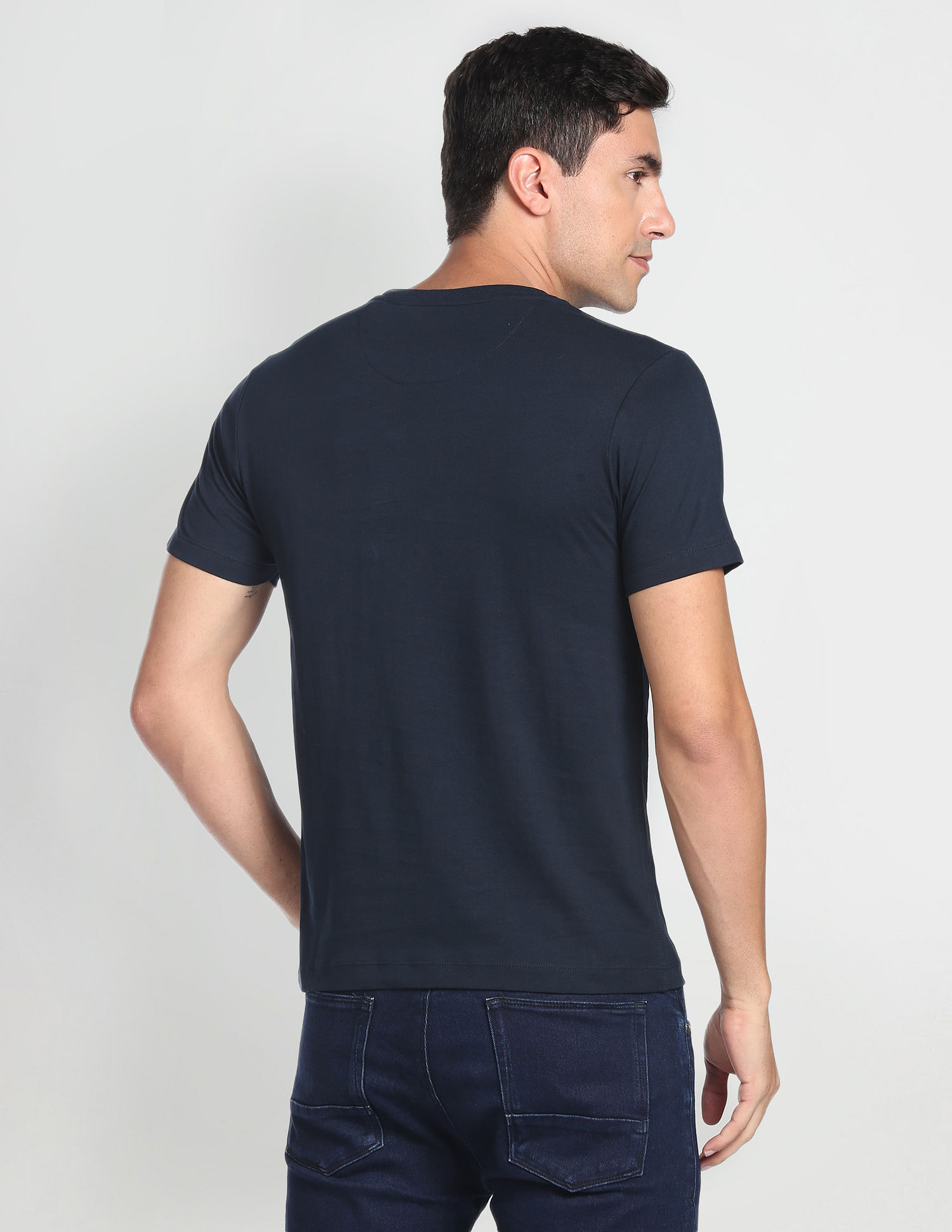 Buy Highlander Navy/Orange Colourblocked Round Neck T-Shirt for Men Online  at Rs.229 - Ketch