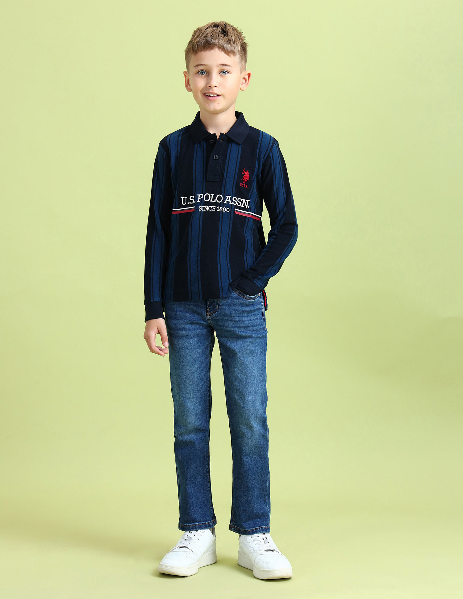 U.S. Polo Assn. Kids Boys Graphic Printed Regular Fit Polo Shirt