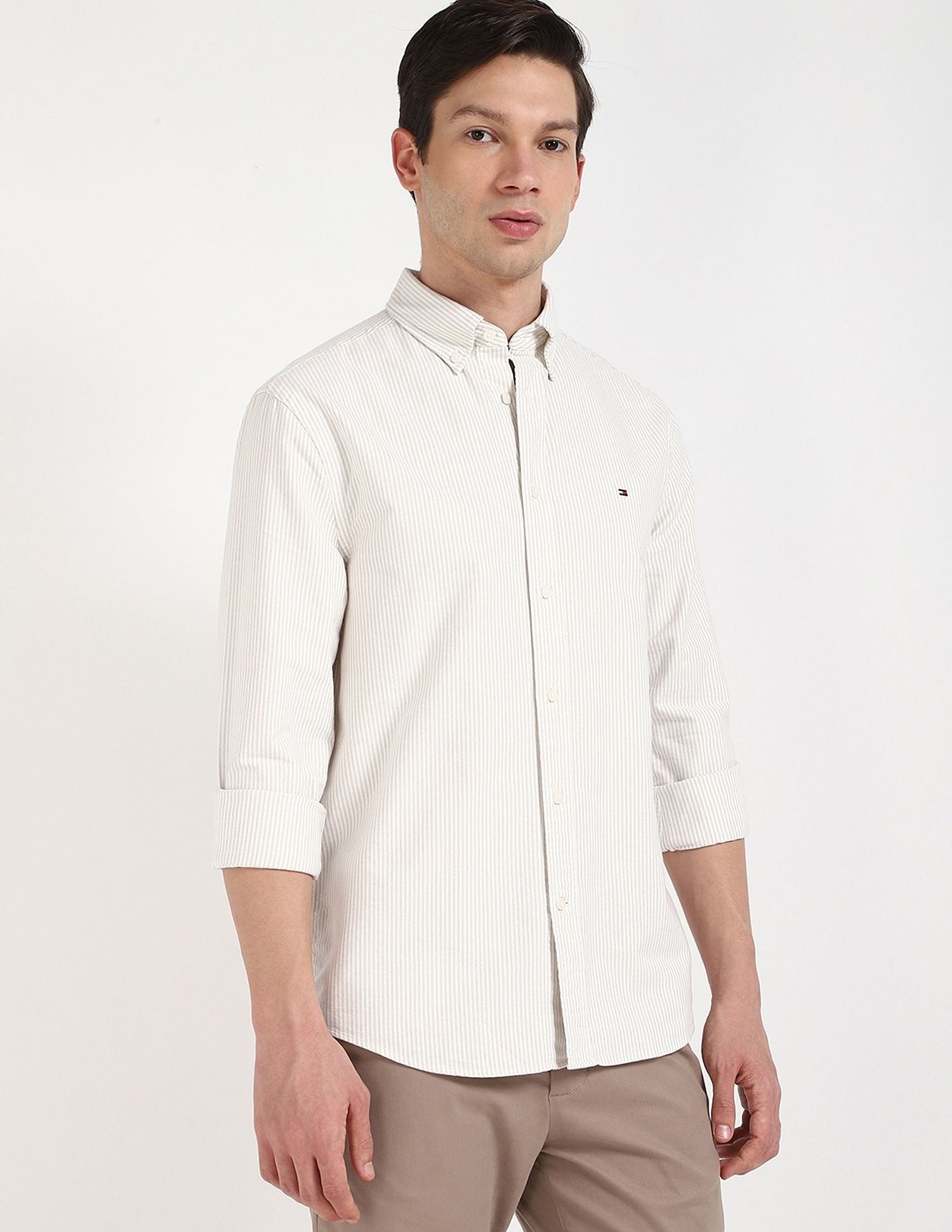 Tommy Hilfiger Striped Regular-Fit Oxford Woven Shirt