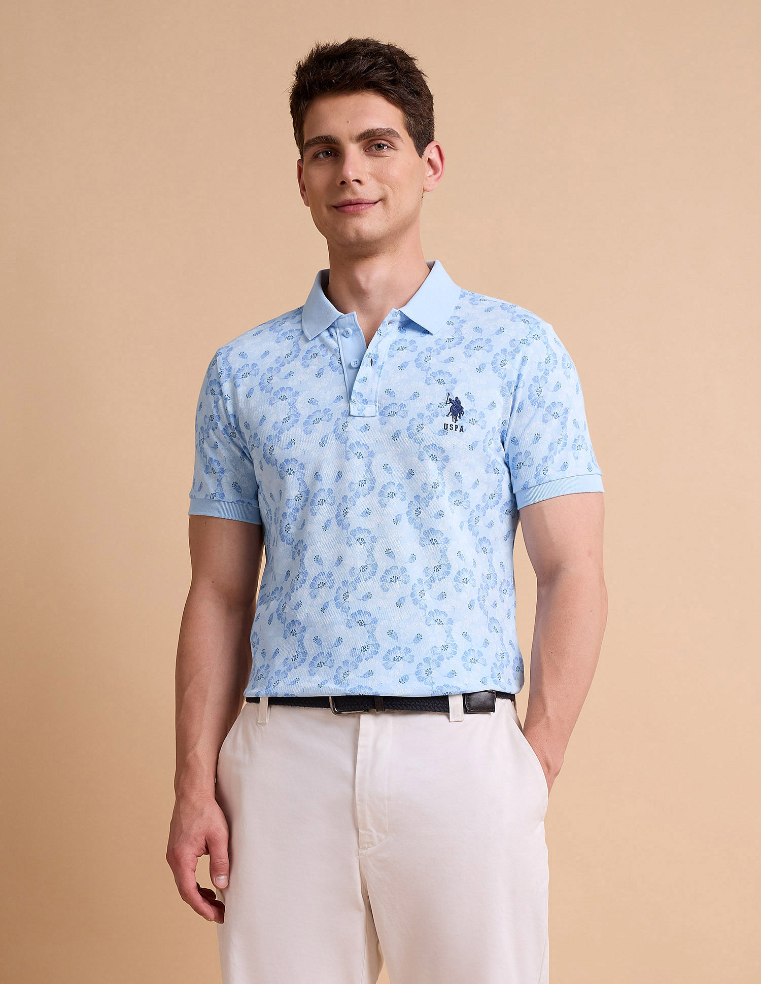 U.S. Polo Assn. Floral Printed Pure Cotton Polo Shirt