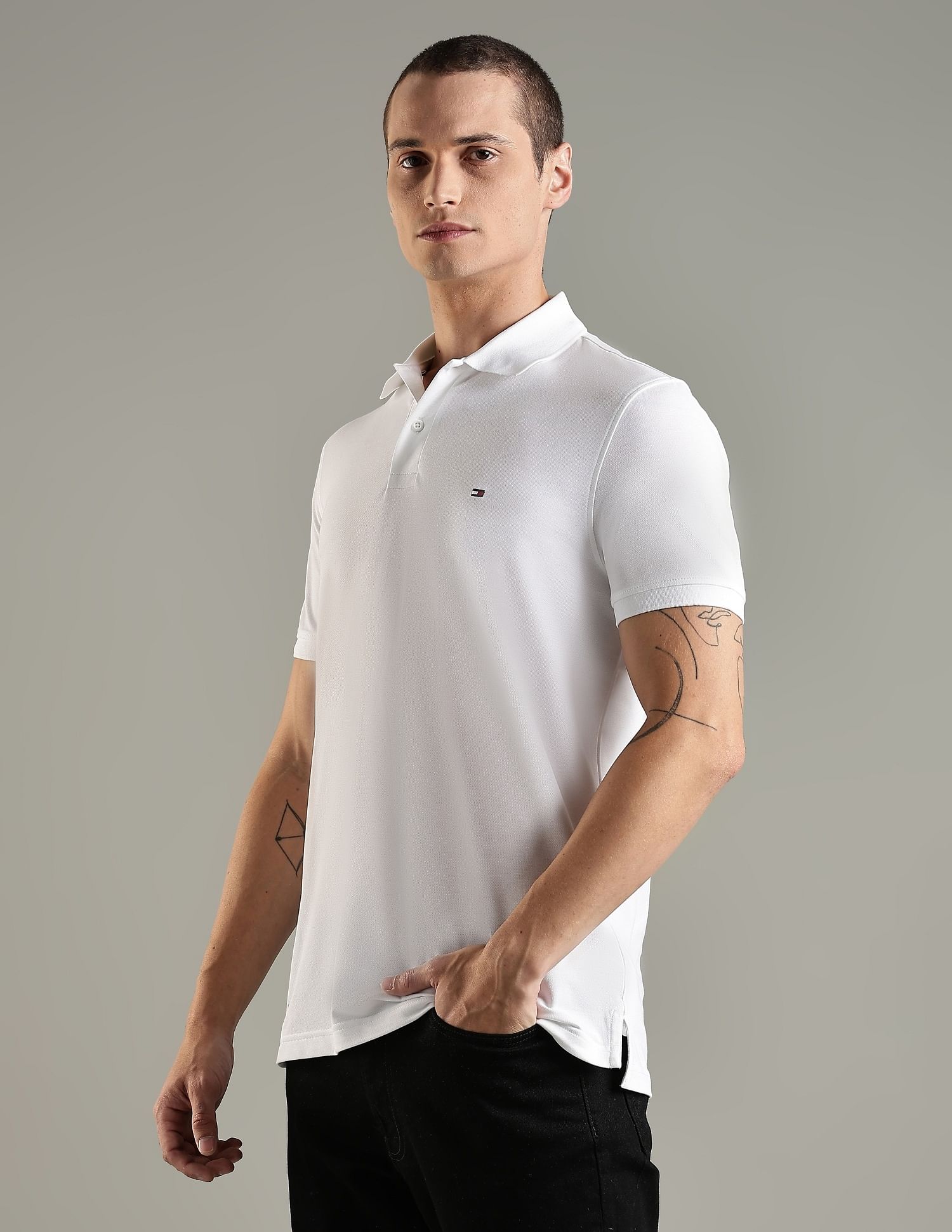 Tommy Hilfiger Solid Regular Fit Cotton Polo T-Shirt