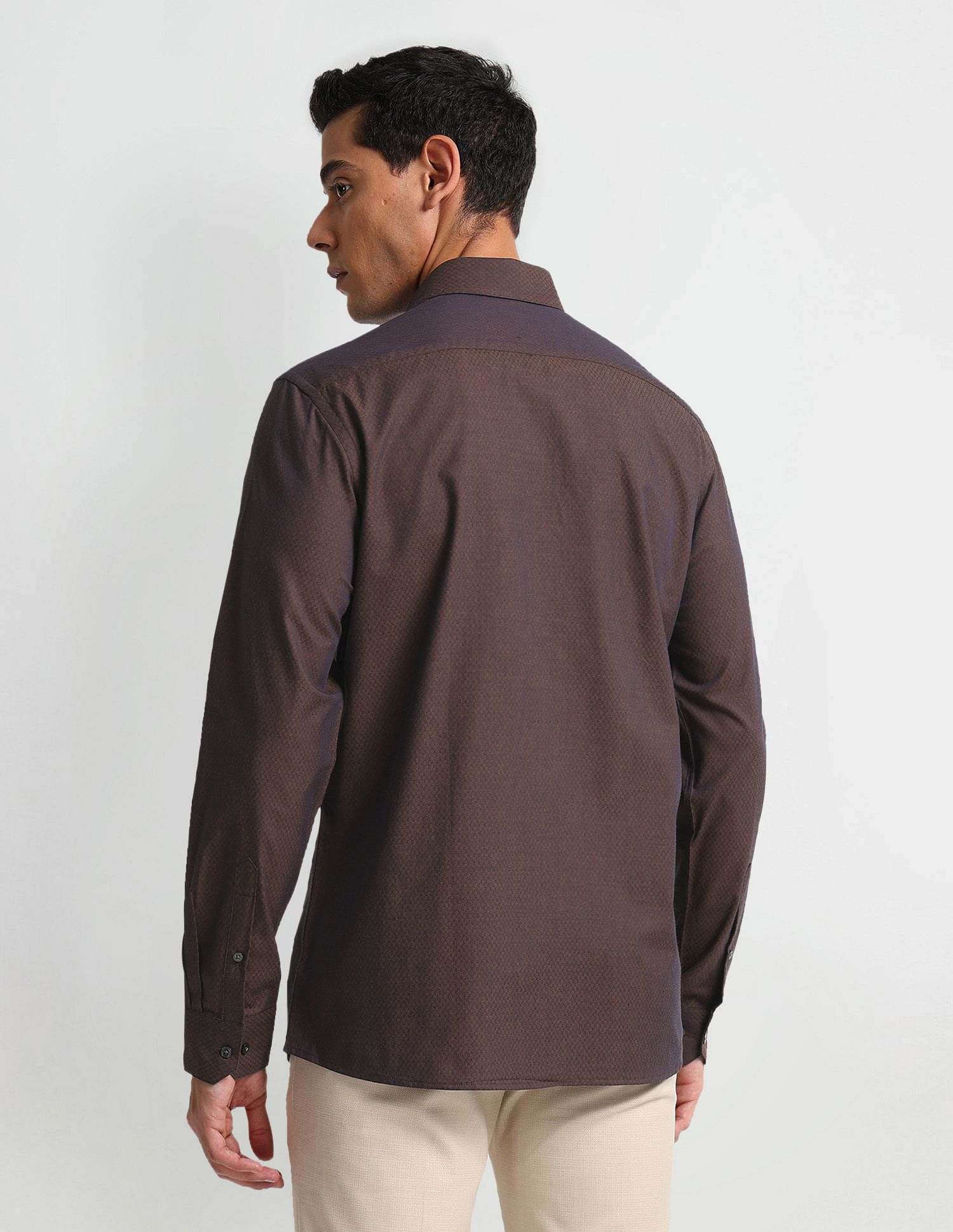 Arrow Manhattan Slim Fit Patterned Dobby Shirt